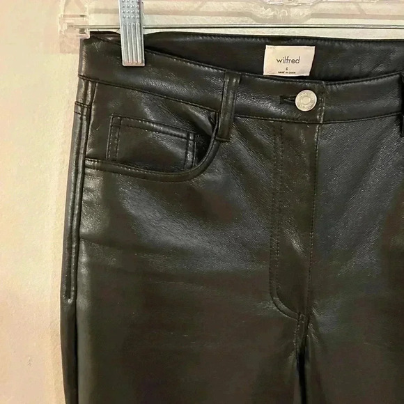 ARITZIA WILFRED VEGAN LEATHER STRAIGHT CROPPED HIGHRISE MELINA PANTS SZ 6 - Picture 5 of 12